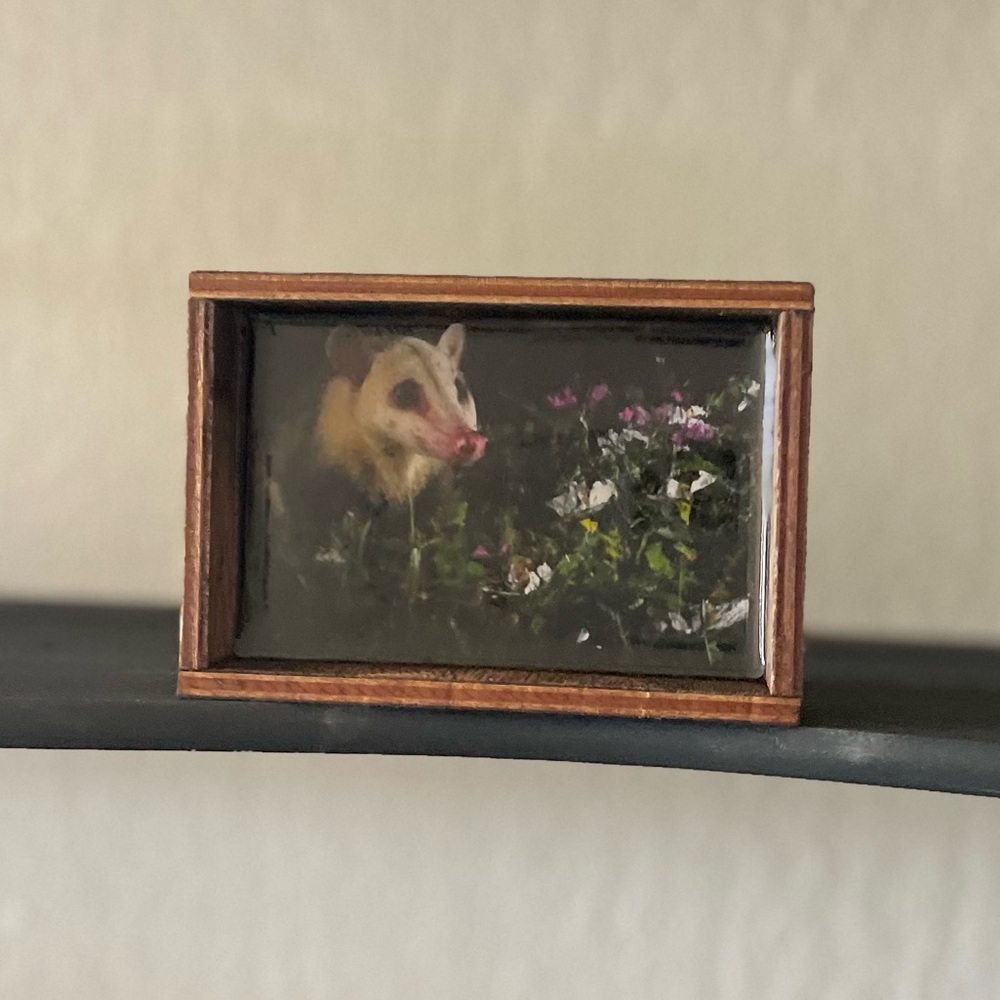 Possum image incased in resin - original art